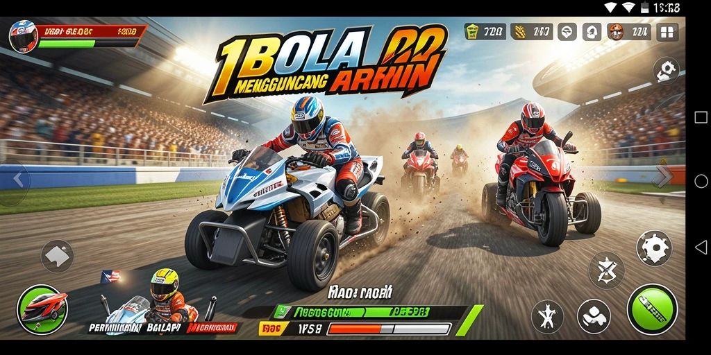 Screenshot gameplay 11BOLA menampilkan aksi balap yang mendebarkan.