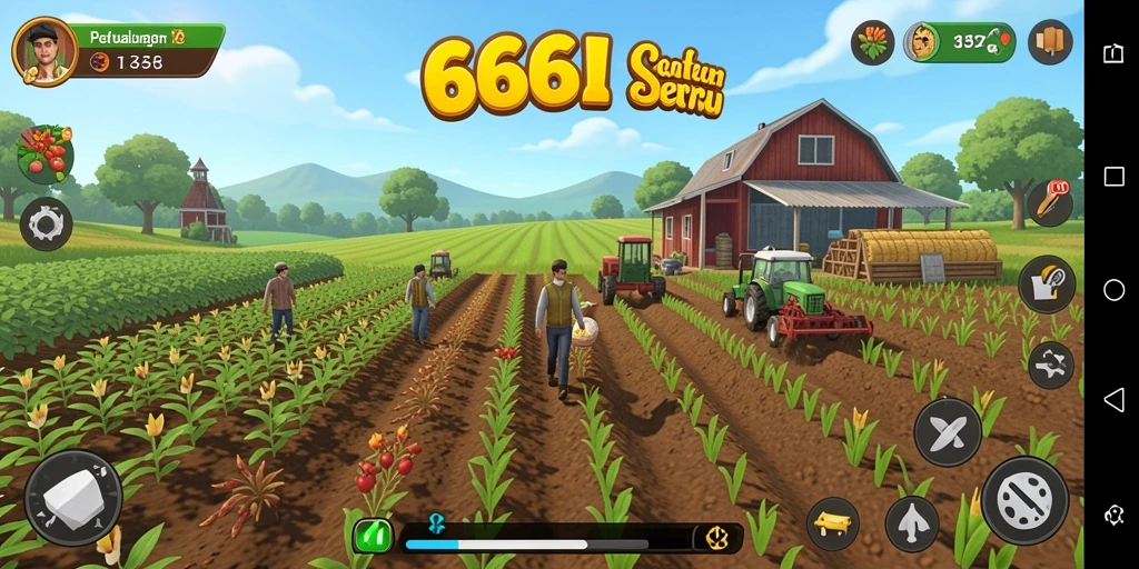 Screenshot utama 666I menampilkan aksi bertani yang seru dan interaktif.