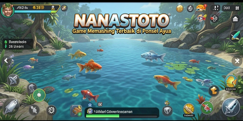 Screenshot NANASTOTO menampilkan aksi seru dalam memancing ikan besar.