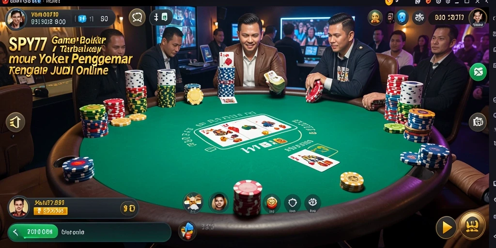 Screenshot gameplay SPY77 menunjukkan suasana permainan Poker yang seru dan kompetitif.