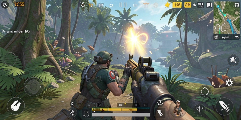 Screenshot VC55 menampilkan gameplay TPS yang intens dan menegangkan.